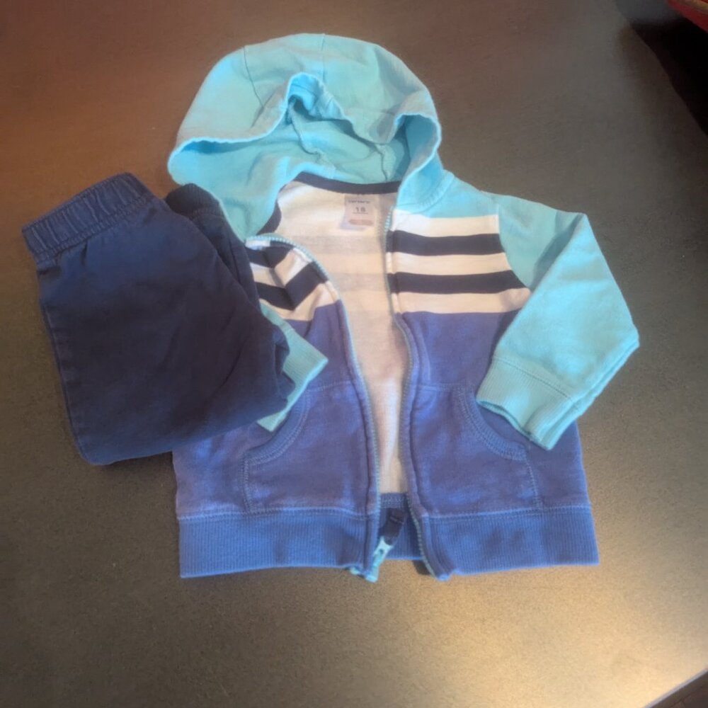 Lightweight Navy & Blue Knit Jacket & Sweatpants Bundle